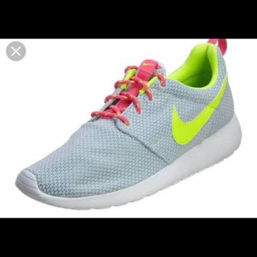 Nike Youth Grey and Neon Roshe Runs